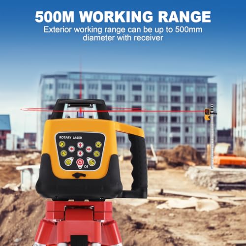 Iglobalbuy GY0000302-Y-DE+GY0000401-DE Self Leveling Rotary Laser Level System Kit With Surveying Tripod + Aluminum Grade Rod 16.4Ft, Red Beam Automatic Self-Leveling Transit Laser Level Grading Rotating Lasers thumb #7