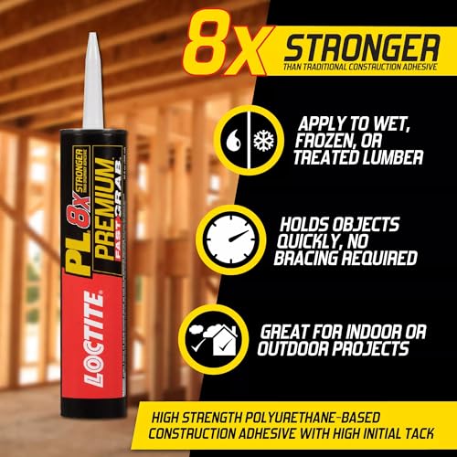 Image of Loctite PL Premium Fast Grab Polyurethane Construction Adhesive, 10 fl oz Cartridge, 12 Pack