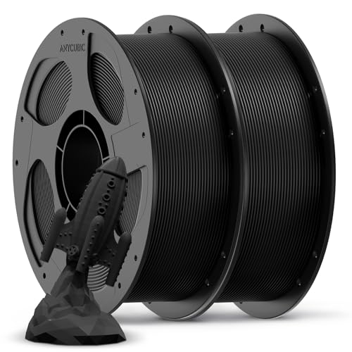ANYCUBIC PETG Filament 1.75mm, 3D Printer Filament, Dimensional Accuracy +/- 0.02mm, Exceptional Toughness, Print with Most FDM 3D Printers, 1KG Spool 2kg 2*1kg PETG （Black）