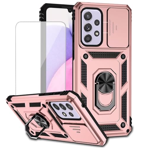Coque pour Galaxy A33 5G avec béquille anneau et cache objectif photo
