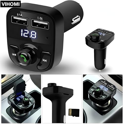 Image of X8 Car Bluetooth FM Transmitter with Hands-Free Calling | Wireless Stereo Music Player with TF Card & AUX Support | Dual USB Mobile Charger Car Kit Compatible with All Smartphones