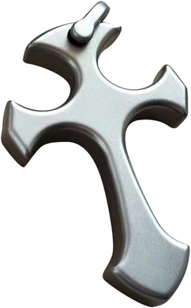 Pure Solid Titanium Cross Pendant for Men ， Handcrafted in Solid Titanium Alloy with 60cm Stainless Steel Necklace
