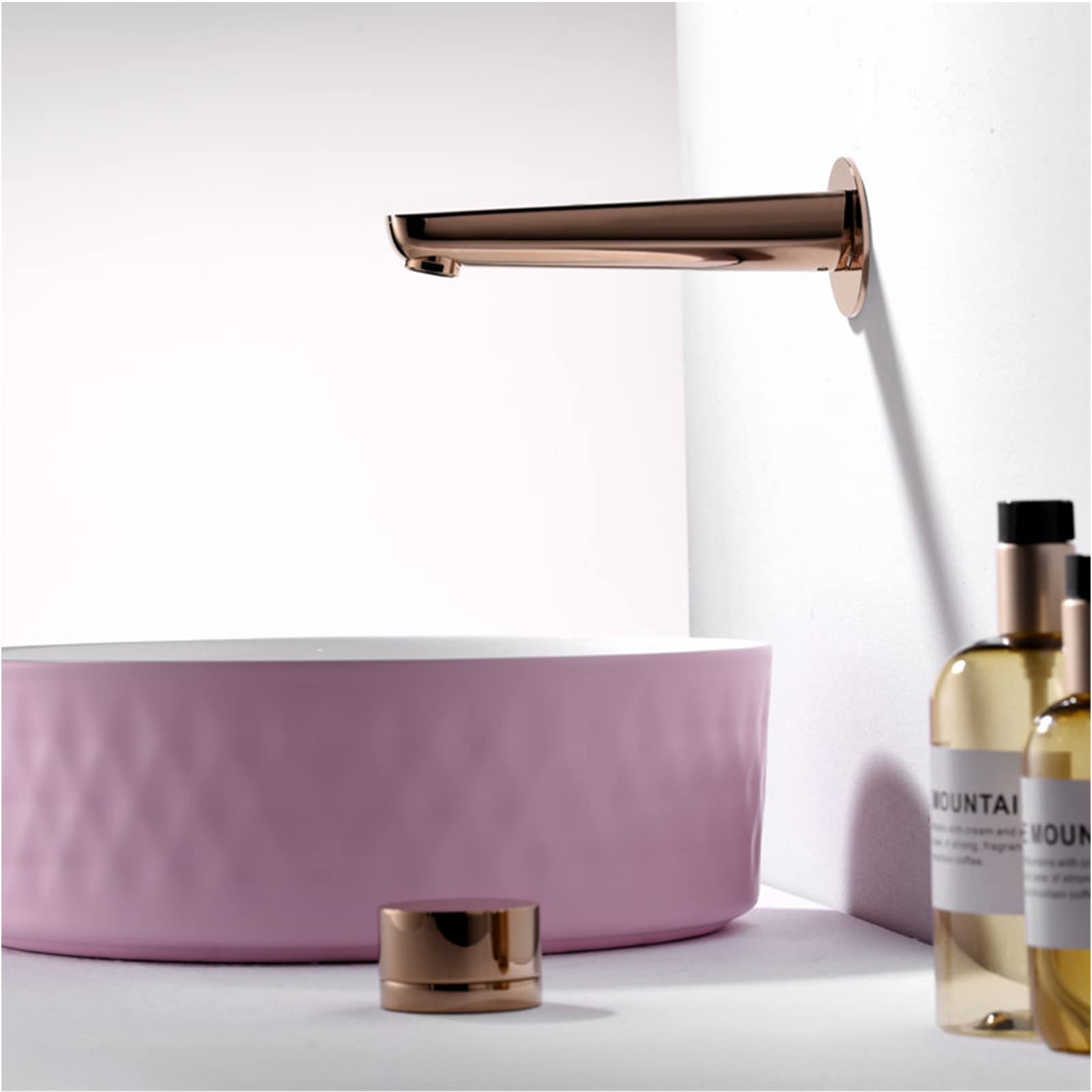 Grifo de baño Grifo de Lavabo de baño de 2 Orificios Grifo Mezclador de Lavabo montado en la Pared Grifo de Lavabo de latón Grifo de Lavabo de Agua fría y Caliente Grifo de Lavabo de Recipiente Grifo