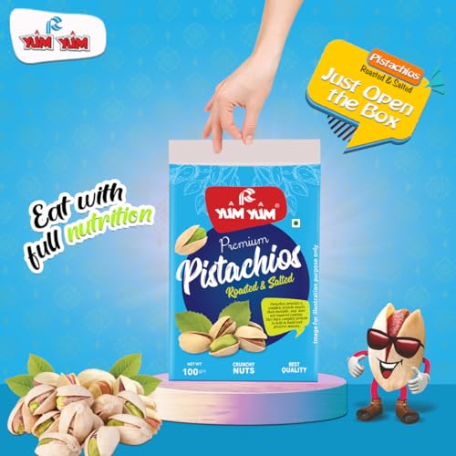Image of YUM YUM Pistachios Roasted & Salted, Pista, 100g, Rich In Protein, Phosphorus, & Dietary Fibre, Premium Nuts & Dry Fruits, Crunchy & Delicious Healthy Snack
