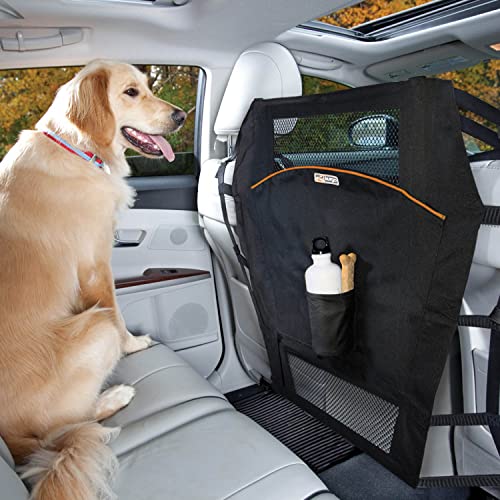 Kurgo Rücksitz-Trennwand für Hunde, Reduziert Ablenkungen während der Autofahrt, Einheitsgröße, Schwarz / Orange, 1 Stück (1er Pack)