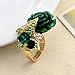 Aloluo Green Rose Flower Butterfly Resin Statement Ring for Women Gold Plated Cubic Zirconia Adjustable Open Band Finger Rings Anniversary Mother's Day Jewelry Gift