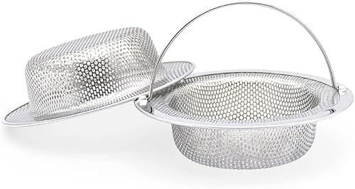 Miniatura 8 de Paquete de 2 coladores para fregadero de cocina con asa, acero inoxidable de alta calidad, tapón de eliminación de basura para fregadero de cocina,