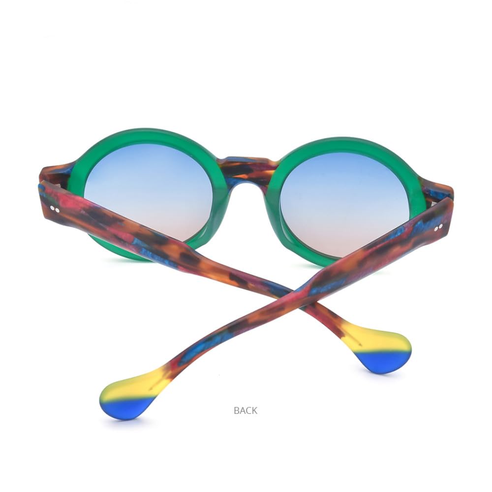 Trendige polarisierte Sonnenbrille aus mattem Acetat, UV400, für Herren, Retro, großer Kreis, rund, mit weitem Bein, für Damen, Schattierungen, Mattrot, Grau, Einheitsgröße