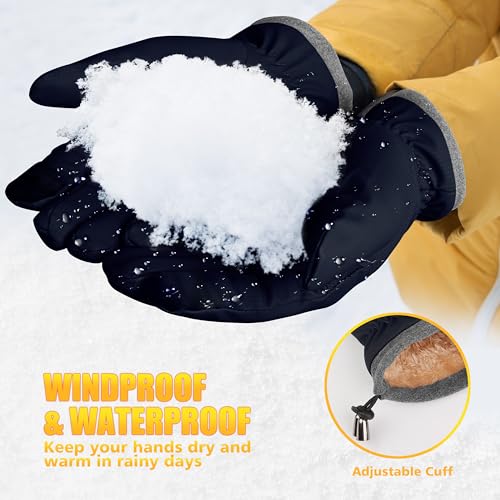 Image of ihuan Winter Waterproof Ski Gloves Men Women, Snow Warm Cycling Cold Weather, Driving Biking Running