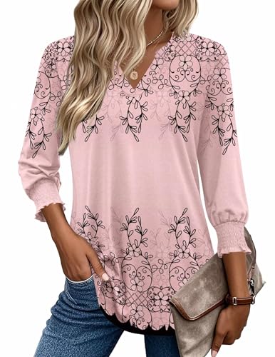 Zeagoo Floral V Neck Tunic Tops for Women