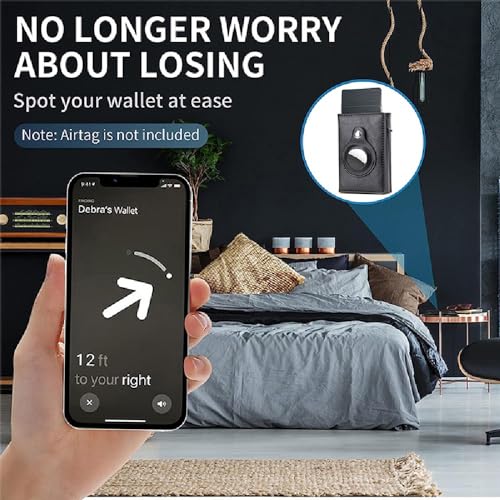 AirTag Wallet for Men: Pop Up Bank Credit Card Holder for Apple AirTag, Magnetic Smart Wallet With Airtag Holder, RFID Blocking, 9 Cards Capacitiy | ID Window | Cash Slot | (Black)3