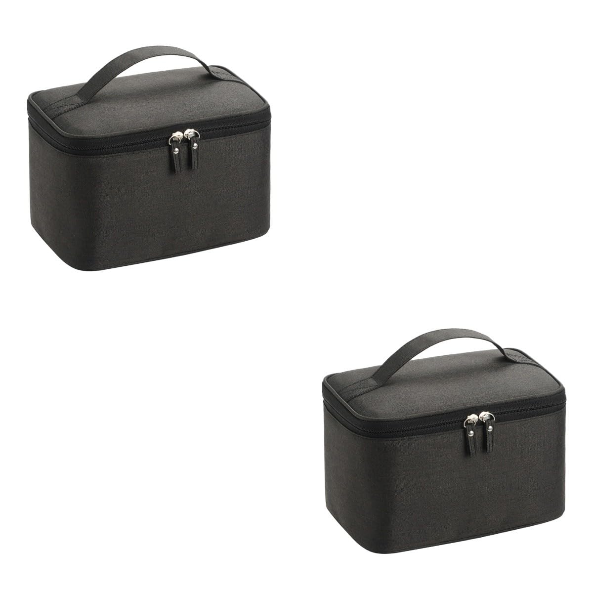 POPETPOP 2pezzi Borsa Cosmetica Compatta Per Viaggio Organizer Per Trucco e Necessità Da Bagno Portatile Materiale Elegante Per Attività All Aperto e Viaggi Colorazione Nera Satinata