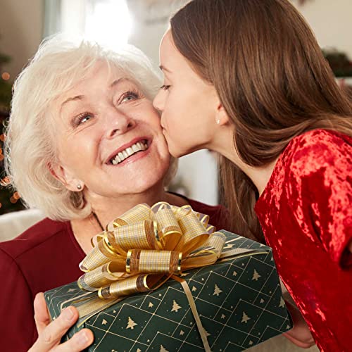 48 Pcs Large Pull Bows For Gift Wrapping Gift Bows Organza Pull Bow For Gift Baskets Big Ribbon Bows For Valentine's Day Easter Wedding Presents Decorating (Gold) #TOP5