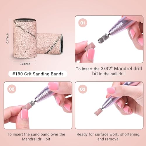 Image of MelodySusie 100 Pcs Nail Drill Bits Sanding Bands for Nail Drill 180 Fine Grit Nail File Sanding Bands for Acrylic Nails Gel Manicures and Pedicure