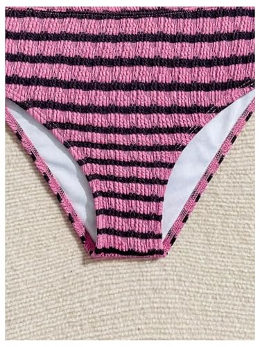 Image of RoseSeek Girl's Tie Dye Smocked 2 Piece Swimwear Sets Backless Halter Bikini Cute Brief Bathing Suit