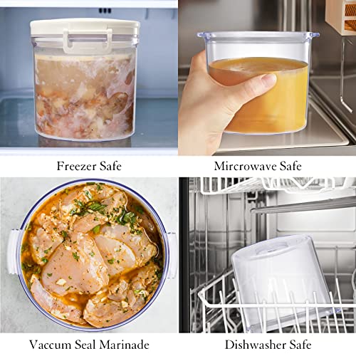 Vicarko Airtight Food Storage Containers, Vacuum Seal, Food Saver, Fresh & Save Keeper, Preserve & Marinate, Airtight, Reusable, Nestable Lids, Bpa-Free, Microwave, Freezer, Fridge, Dishwasher Safe, 35Oz+70Oz / 1L+2L Sets #TOP5