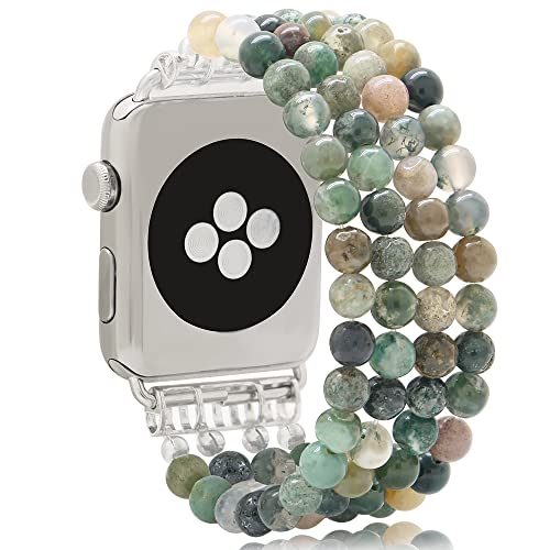 KAI Top Bracelet Band Compatible with Apple Watch Band 38mm/40mm/41mm/42mm(S10) for Women Natural Stone Beaded Elastic Stretchy Replacement Strap for iWatch Ultra SE Series 10 9 8 7 6 5 4 3 2 1