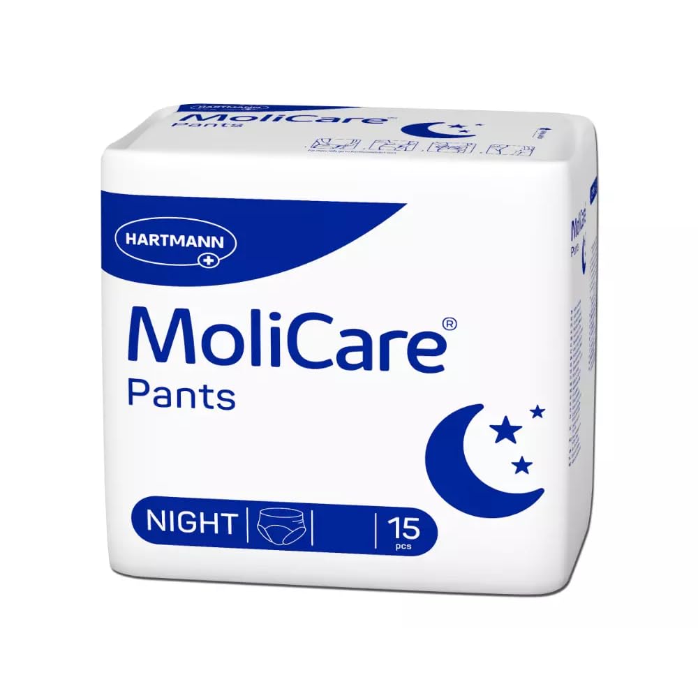MoliCare Pants Night: spodnie inkontynencyjne w przypadku umiarkowanego nietrzymania moczu, rozmiar L (100-150), 15 sztuk