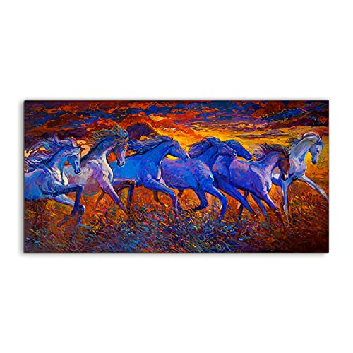 Tableau acrylique chevaux au galop 120x60 cm pour une décoration murale moderne et premium