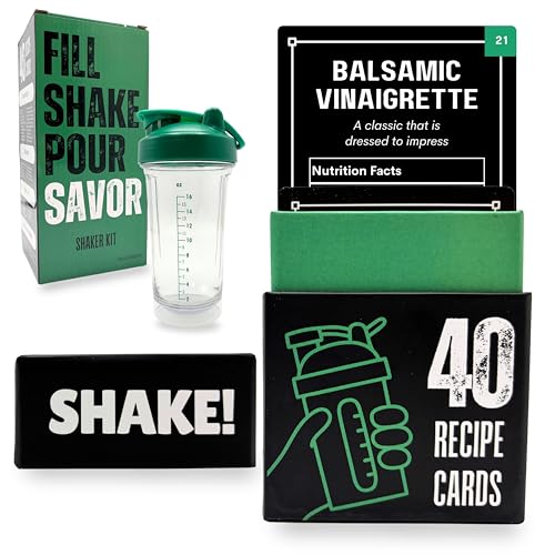 Salad Dressing Shaker Bottle with Recipe Cards | Just Measure