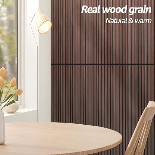 Image of Art3d 48 x 6 in WPC Wood Slat Wall Panels, 3D Wall Accents, 16-Pack, Walnut