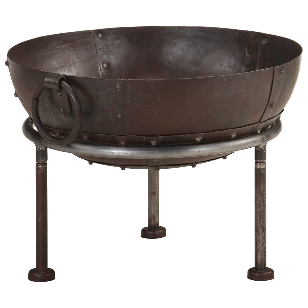 Brasero rústico de hierro de 40 cm de diámetro, diseño marrón, para jardín, terraza, balcón, anillo portátil para noches acogedoras con calor