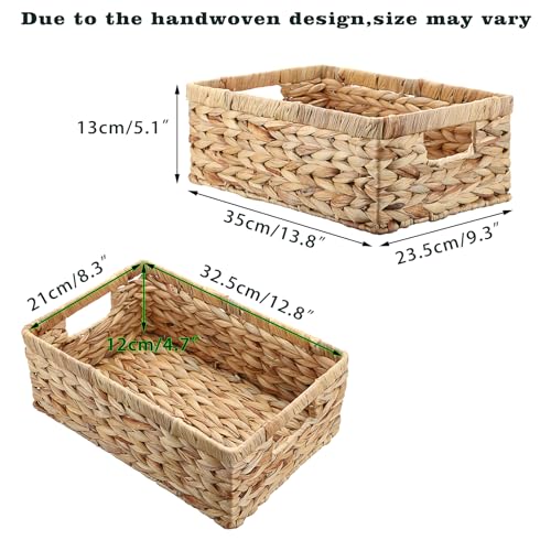 OGANAZI Natural Water Hyacinth Baskets with Handles - Image 2