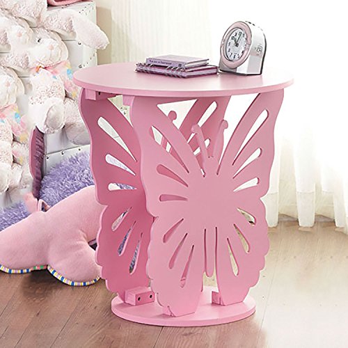 Mesilla Top Home Solutions con diseño de mariposas, para dormitorio infantil, color rosa.