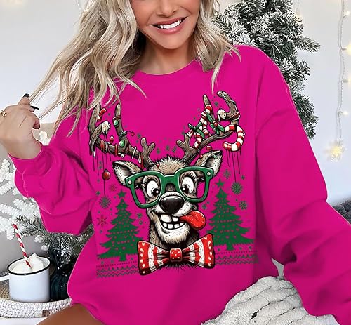 Ugly Christmas Sweatshirts Women Oversized Funny Reindeer Graphic Sweater 2 Ugly Christmas Sweatshirts Women Oversized Funny Reindeer Graphic Sweater - Image 3