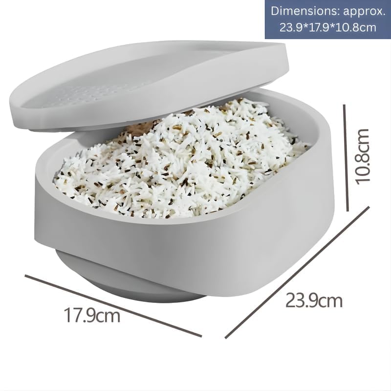 Image of Microwave Rice Cooker with Strainer - Easy & Quick Rice Steamer Pot for Microwave, Durable BPA-Free Home, Traveling, Kemp, Hotel Use Microwave Rice Maker for Steaming Rice (pack of 1)