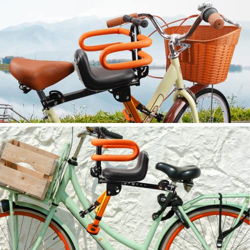 image for XIEEIX Front Child Bike Seat, Portable Foldable Kids Bike Seat, Adjust