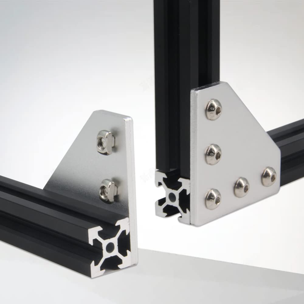 Yeebyee 2020 Corner Bracket Plate L Shape 5 Hole 90 Degree Outside Joining Plate with M5x8mm Screws and T-Nuts for 20 x 20mm Series Aluminum Extrusion Profile,8pcs/Pack (Silver-2020 L Shape) - Image 4