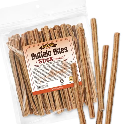 Gootoe Buffalo Dog Treats, Buffalo Bites Stick (Small) 8oz - Natural Low-Fat Chews for Training & Rewards, Limited Ingredient, Resealable Bag, Perfect for Small Dogs & Puppies