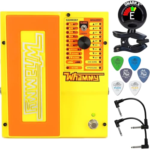 Digitech WHAMMYMN MonoNeon Signature Whammy - Bundle with 2 Patch Cables, 6 Dunlop Picks, and Snark-X Tuner