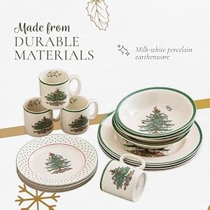 Spode Christmas Tree 16-Piece Dinnerware Set, Polka Dot - Elegant Ceramic Dinnerware, Ideal Tableware Collection for Holiday Use and Special Occasions - Dishwasher Safe Formal Dinnerware Set Spode Christmas Tree 16 Piece Dinnerware Set Polka Dot Elegant Ceramic Dinnerware Ideal Tableware Collection for Holiday Use and Special Occasions Dishwasher Safe Formal Dinnerware Set