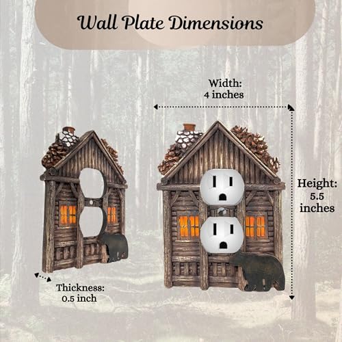 Plaque de recouvrement double sortie Cozy Cabin style maison rustique - 5