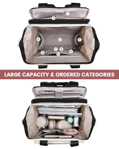 Image of LOVEVOOK Laptop Backpack for Women, 15.6 Inch Work Laptop Bag with USB Port, Fashion Teacher Nurse Backpack Purse, Waterproof Travel Computer Backpack with Organizer Bag, 2PCS