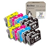 BeOne T069 Ink Cartridges Remanufactured Replacement for Epson 69 T069 to Use with Stylus NX100 NX110 NX215 NX300 NX400 NX415 NX510 NX515 Workforce 30 40 310 500 600 610 615 (10-Pack; 4BK, 2C, 2M, 2Y)