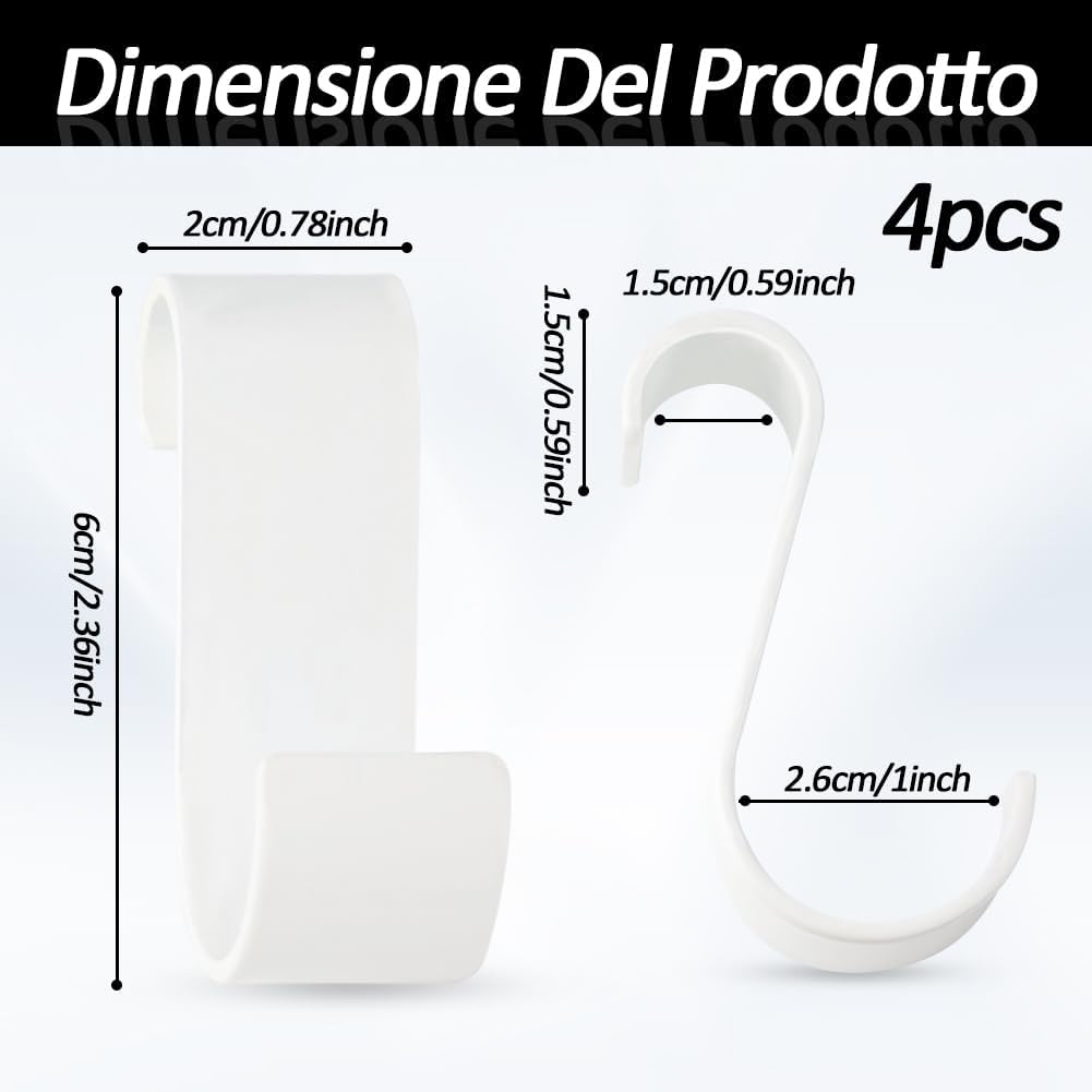 4 Pezzi Ganci per Termoarredo Bagno in ABS, Antiruggine Impermeabile, Senza Foratura, Regolabili Antiscivolo per Accappatoi, Asciugamani e Oggetti Leggeri