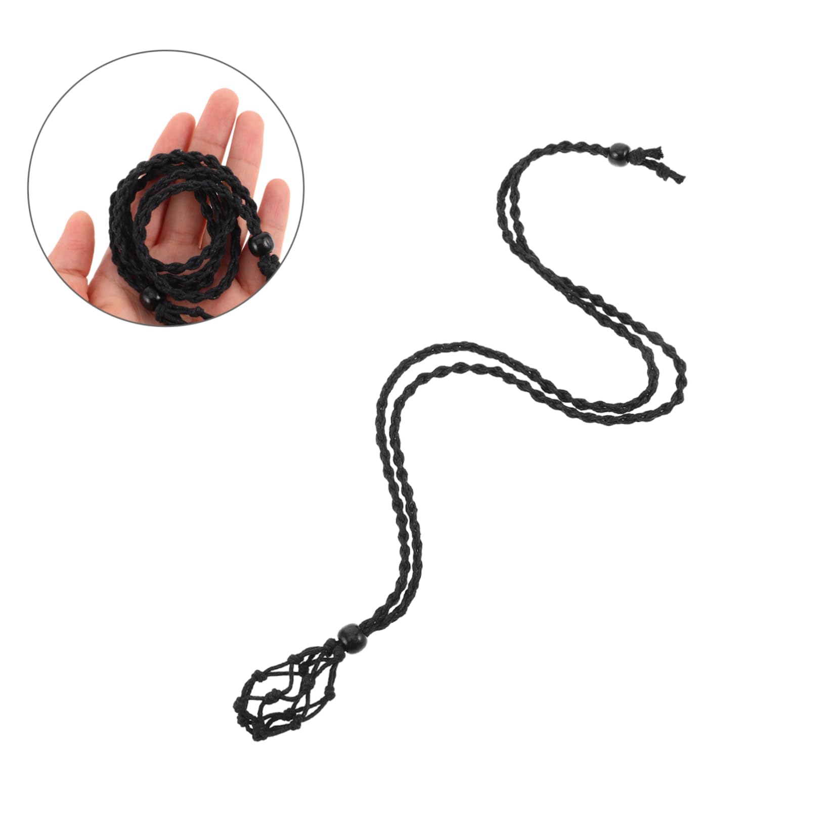 Cordino Regolabile per Collana Porta Pietre di Cristallo 24 Pezzi | Tessuto Nero, Intreccio Artigianale, Uso per Progetti DIY e Occasioni Casuali