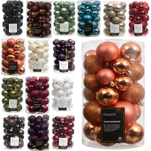 LS-LebenStil 30 Weihnachtskugel Orange 4cm 5cm 6cm Christbaumkugeln...