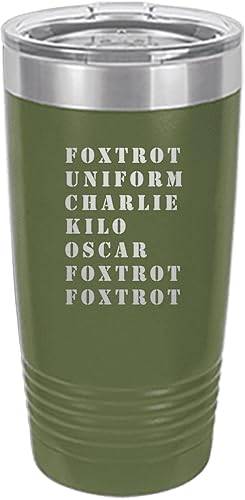 Rogue River Tactical Taza de viaje con tapa aislada al vacío caliente o fría para veteranos militares de 20 onzas, Foxtrot Off (verde)