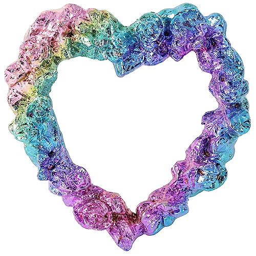 Image of Amogeeli Heart-Shaped Bismuth Crystal Collection, Metallic Stone Mineral Specimen for Reiki Wicca Decoration Wire Wrapping