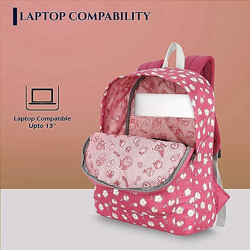 Image of Lavie Sport 41cm Floral Printed 18 Litres School Backpack for Girls | Stylish and Trendy Casual Backpack