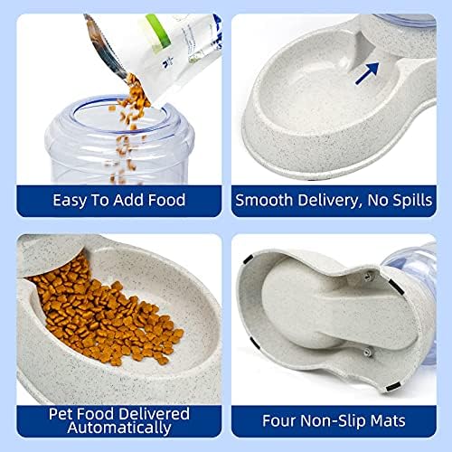 YMINA Automatic Cat Feeder Pet Feeder set,Cat Feeder Only for Dry Food Dog Water Dispenser Cat Food Dispensers 3.8L for Small/Large Puppy Kitten Grey