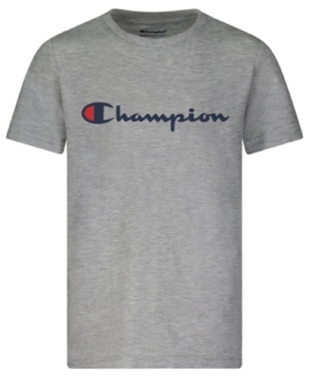 Champion Boys Short Sleeve Logo Tee Shirt, Oxford Heather, L