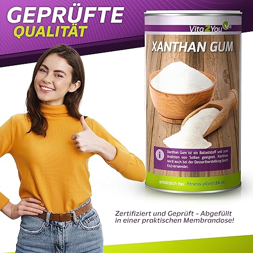 Vita2You Xanthan Gum 250g - Bindemittel - Glutenfrei - Xanthan Pulver in Lebensmittelqualität - Stabilisator - Vegan - Premium Qualität