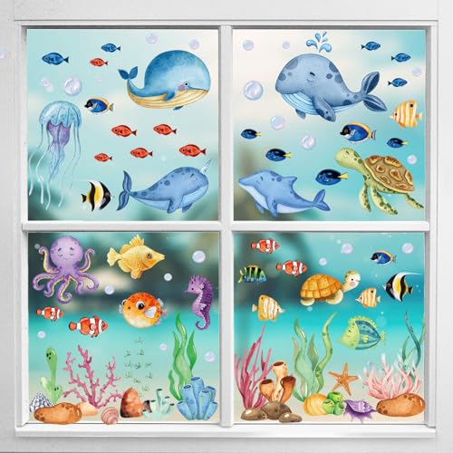 134 Piezas Pegatinas para Ventanas Decorativas Temática Oceánica miniatura 7