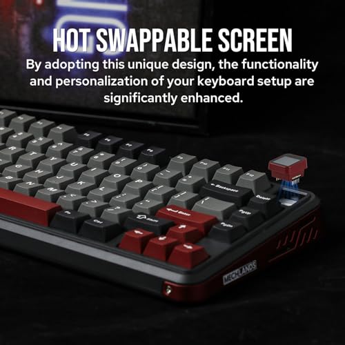 Image of MechLands Vibe75 V2 75% Wireless Gaming Keyboard with Interchangeable Screen Module, Hot Swappable Creamy Mechanical Keyboard with Gasket Structure, BT5.0 /2.4GHz /USB-C, 5-Layer Padding, RGB (Black)