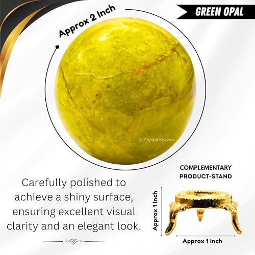 Image of Certified Green Opal Crystal Ball for Meditation - Premium Crystal Vastu Items for Home and Feng Shui Items for Good Luck - Ideal for Pooja Supplies and Spiritual Practices (2 inch Inch)